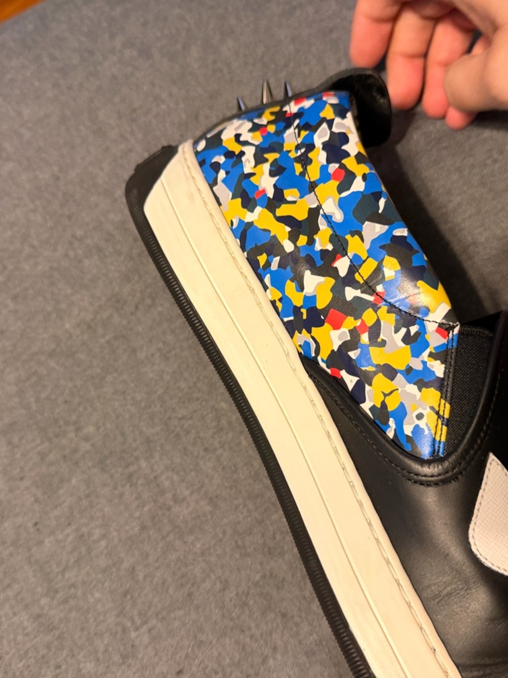 Fendi Leather Slip-On Sneakers with Multicolor Camouflage Accents - Picture 6 of 15